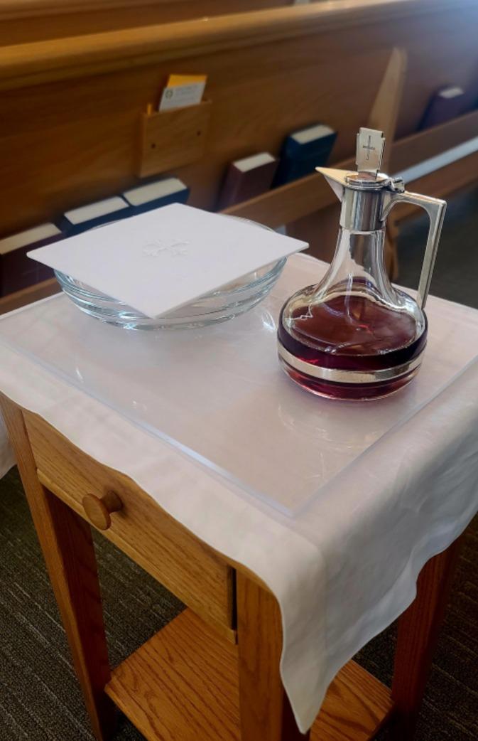 church-service-wine-and-wafer-on-a-table